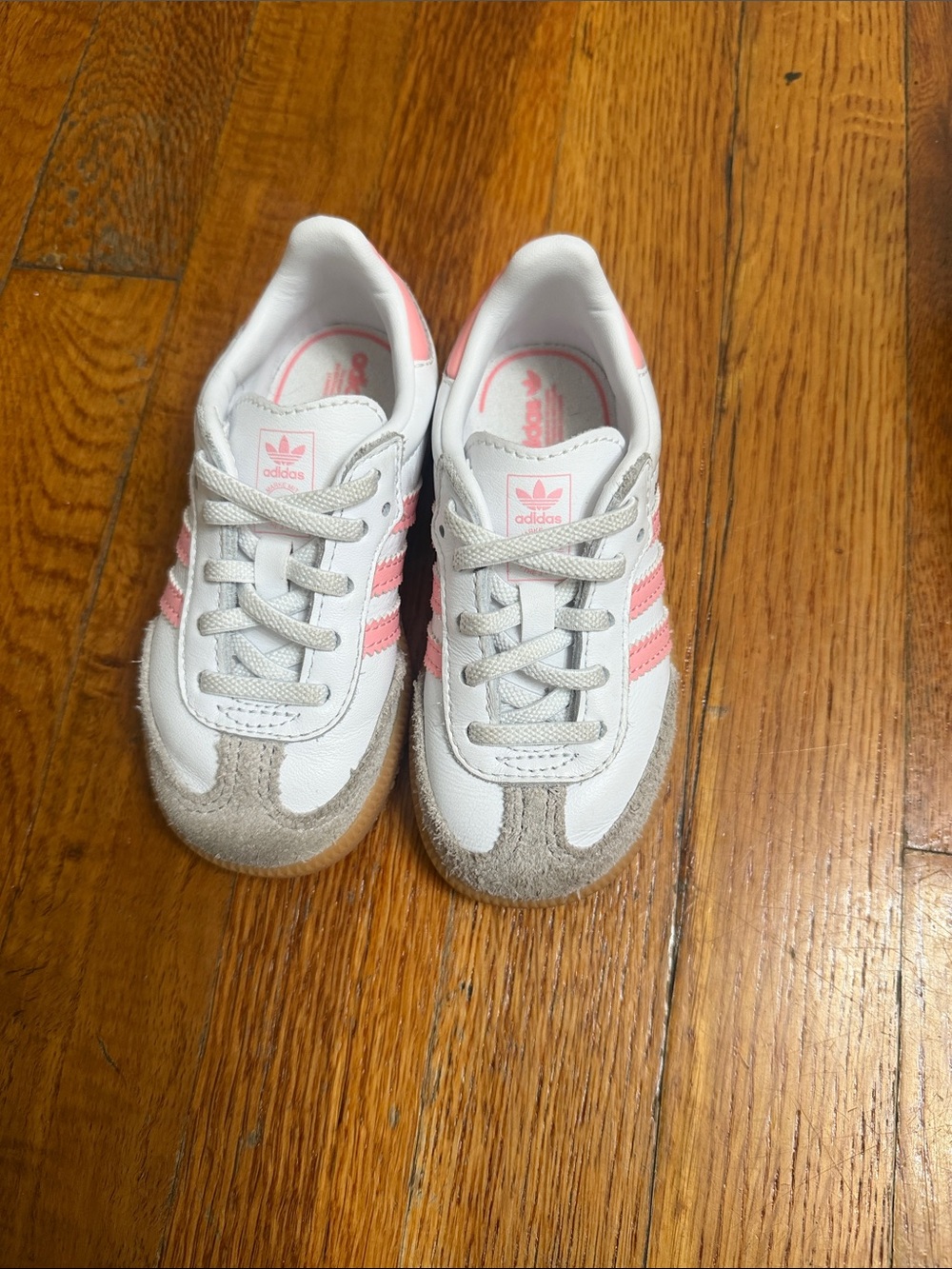 adidas Kids White & Light Pink Retro Sneaker Samba